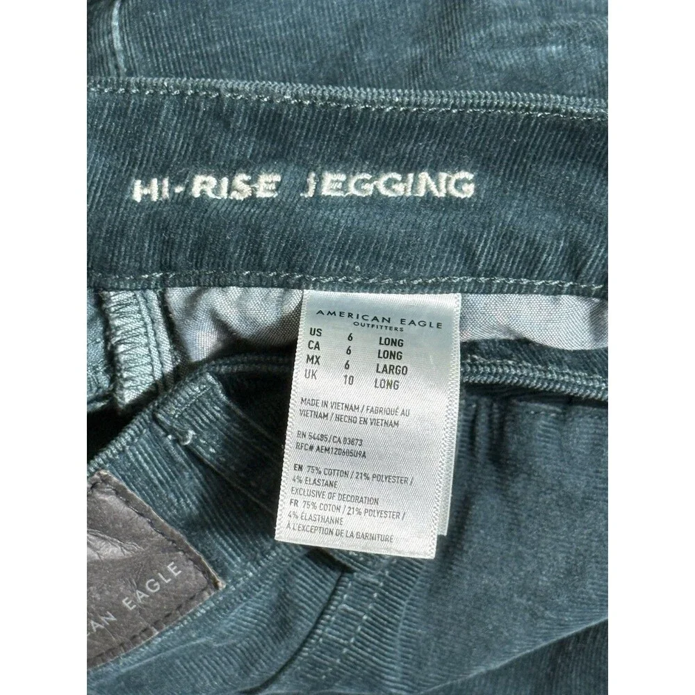 American Eagle Hi-Rise Jegging Women's 6 Long Super Stretch Dark Green - Picture 6 of 9